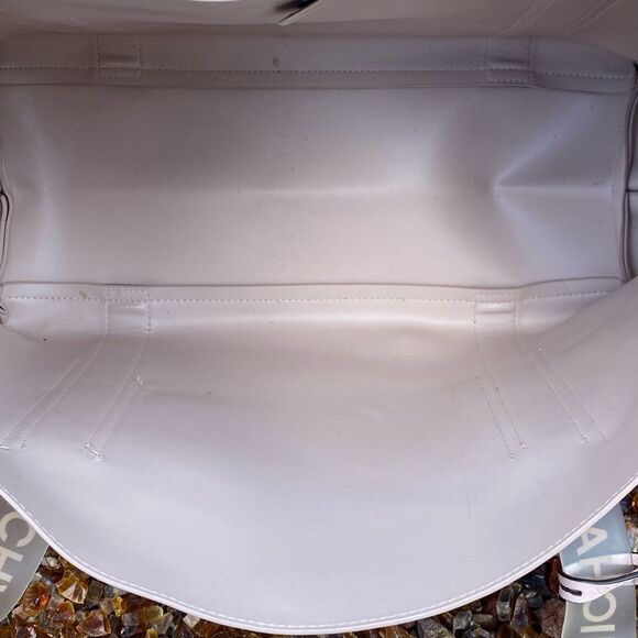 Michael Kors Cream/Beige/Blush Pink Logo Handle Tote Bag w/Logo Bag Charm - Picture 12 of 14